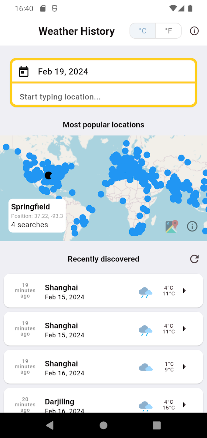 App Weather History App for Android